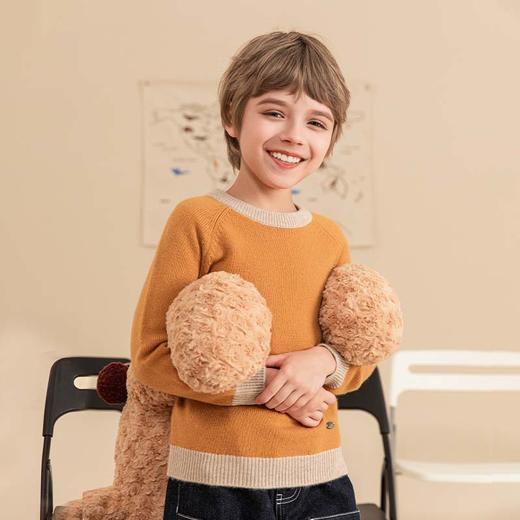 mettekids男童羊绒衫2023秋冬新款厚款毛衣儿童纯色针织打底衫 商品图3
