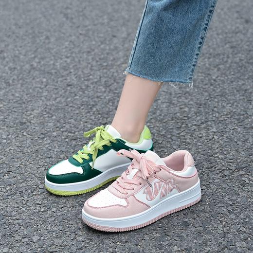 ZHR女鞋牛油果绿板鞋女2023夏季透气厚底休闲鞋百搭运动鞋女 商品图1