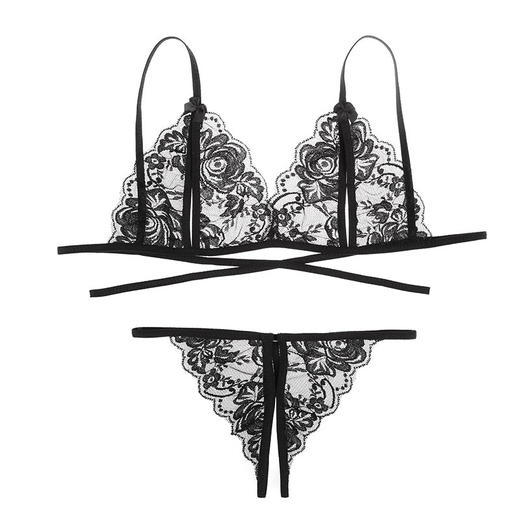 霏慕情趣内衣女式透明诱惑蕾丝比基尼三点式睡裙性感睡衣套装7900 商品图4