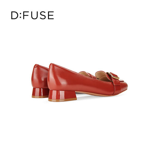 DFuse迪芙斯秋款复古圆头粗跟乐福鞋女低跟饰扣通勤浅口鞋DF33111124 商品图6