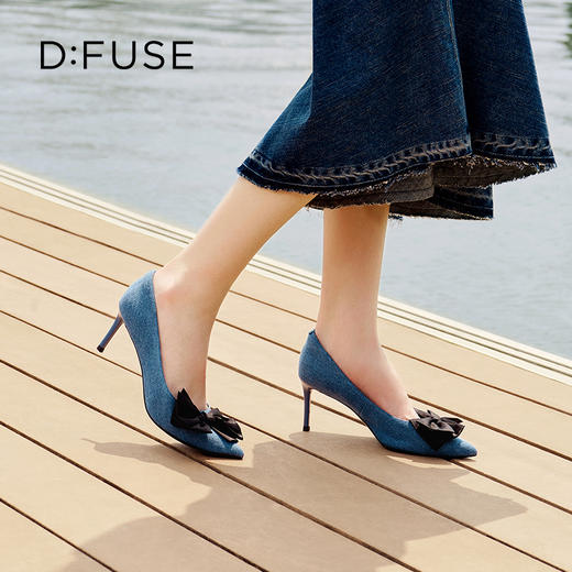 Dfuse迪芙斯秋款尖头蝴蝶结细跟高跟鞋单鞋女DF33111223 商品图9