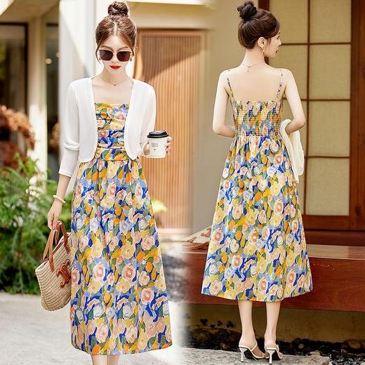 夏装新款，时尚印花连衣裙套装HR-MY2352-1 商品图1