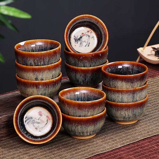 「十二生肖茶盏」窑变十二生肖功夫茶杯建盏主人杯单杯子茶具品茗杯单个陶瓷小茶盏餐饮用具 商品图1