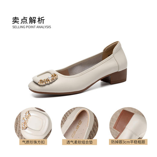 ZHR女鞋休闲小香风浅口单鞋女气质法式晚风软皮一脚蹬懒人鞋外穿 商品图9