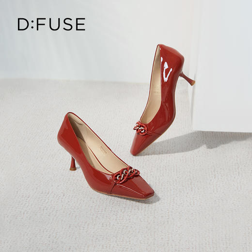 DFuse迪芙斯秋款浅口高跟细跟法式方头单鞋女纯色漆面牛皮DF33111125 商品图10