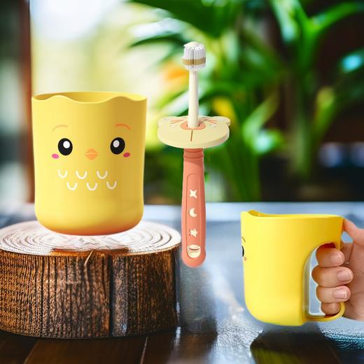 婴童牙刷牙杯组合360度旋转清洁软毛牙刷宝宝专用漱口喝水杯可爱 商品图1