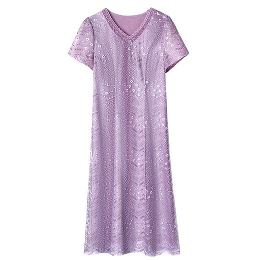 新款洋气妈妈轻奢气质裙，女夏季网纱刺绣高雅中长款连衣裙YMR-8725 商品图4