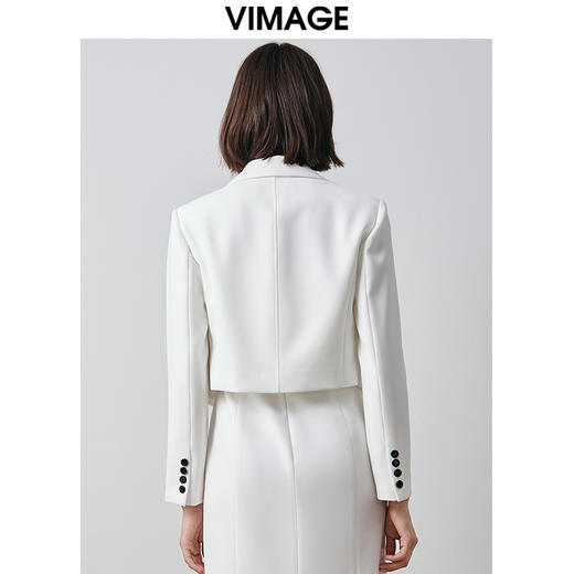 VIMAGE纬漫纪秋季新款时尚通勤干练翻领西装短外套女V2003605 商品图4