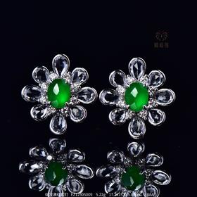 【绽放】满绿翡翠耳钉   EZ12305009
