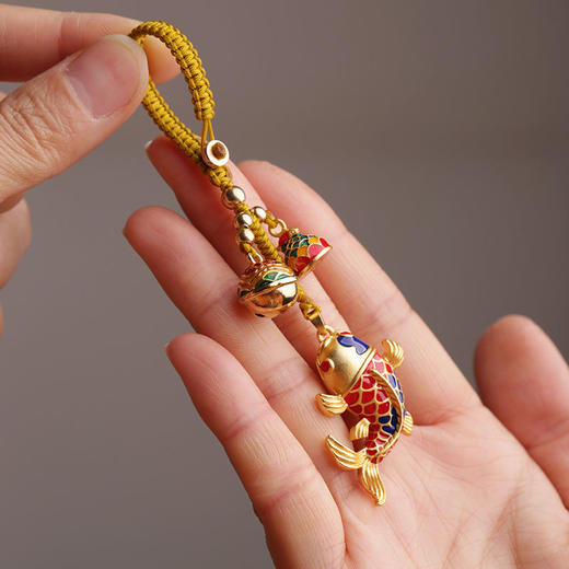 高档沙金锦鲤汽车钥匙挂件钥匙扣上岸钥匙链男女款式情侣饰品吊坠 商品图3