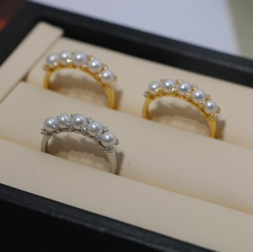 甄珠贝 芊芊银质小戒指 3-4mm正圆高光小珍珠 商品图6