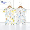 男女宝宝夏装连体衣婴儿纯棉开档透气薄款爬服新生儿清新短袖哈衣 商品缩略图1