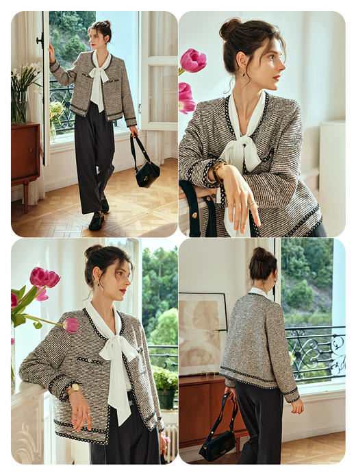 OLrain欧芮儿法式小香风短外套女夏季2023年新款宽松气质撞色大衣 商品图2