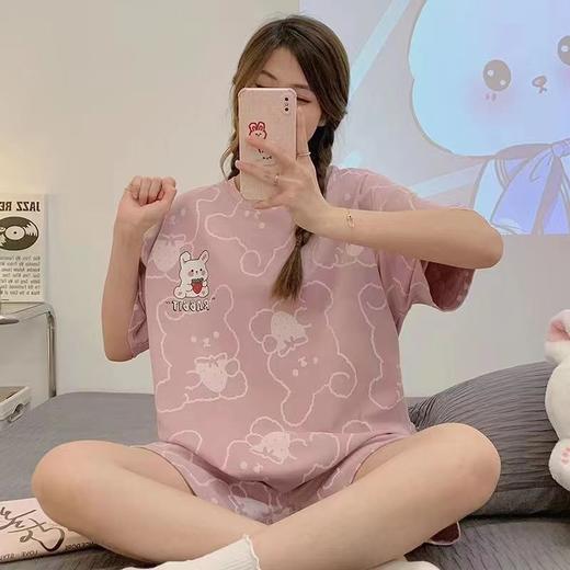[ 59.9/2套    2023年新款睡衣女夏季仿棉短袖两件套]   装夏天女款草莓家居服可外穿 商品图1
