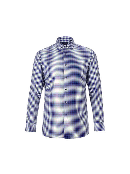 callisto蓝白棋盘格全棉长袖衬衫 FSSTL045Y BL 商品图3