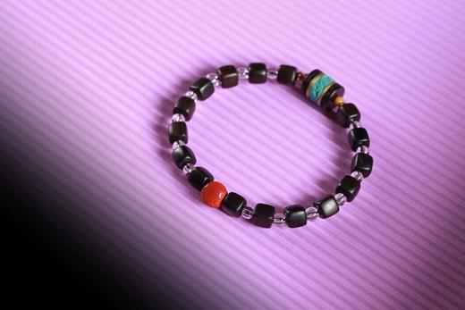 ZGT0105°紫光檀四方来财珠|白水晶手链手串 商品图1