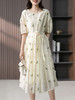 YX【现货7天】法式绣花高级感天丝连衣裙女2024夏季新款显瘦温柔风长裙子 商品缩略图0