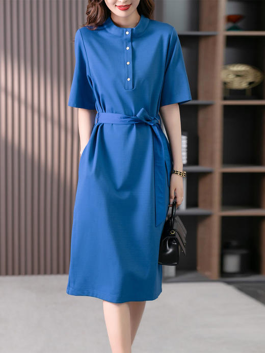 YX【现货7天】法式高级感气质连衣裙女夏季2024新款韩版系带收腰显瘦直筒裙 商品图1