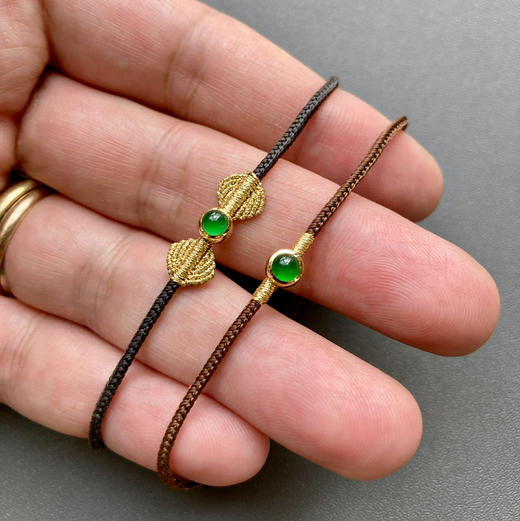 高冰种阳绿翡翠蛋面编织手绳 商品图4