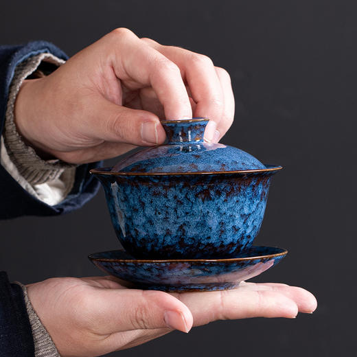 「数款可选！窑变盖碗」窑变盖碗三才单盖碗 陶瓷家用大号功夫茶碗中式敬茶碗泡茶碗茶道餐饮用具 商品图2