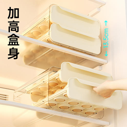 「双层设计！五色可选」鸡蛋盒抽屉式保鲜收纳整理盒塑料冰箱用放鸡蛋盒子防摔厨房蛋盒架托 商品图2