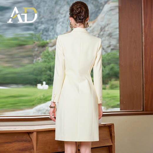 AD鹅黄色连衣裙职业装气质女神范收腰西装裙女高端主持人正装裙子 商品图6