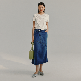 LIYIHAN 不规则斜门襟牛仔半裙 Y233Q05850