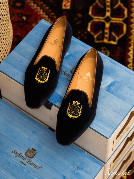 Stefano Bemer 藏蓝丝绒乐福 商品图0