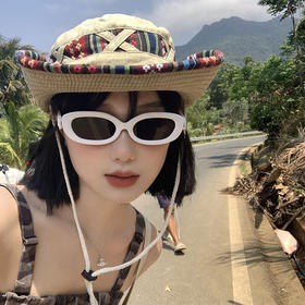 【民族风西部牛仔帽子】一帽两戴·360°防晒  春夏季复古登山帽 户外大帽檐遮阳防晒渔夫帽 民族风刺绣带装饰