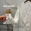 MAD NONO日系元气睡裙2023年夏季新款性感蕾丝薄白色长袖睡衣裙子 商品缩略图1
