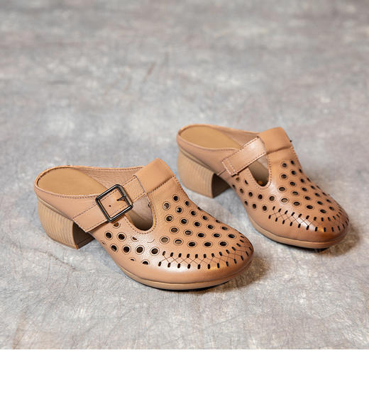 层牛皮妈妈凉拖鞋手工复古女式包头拖鞋MLD9903 商品图6