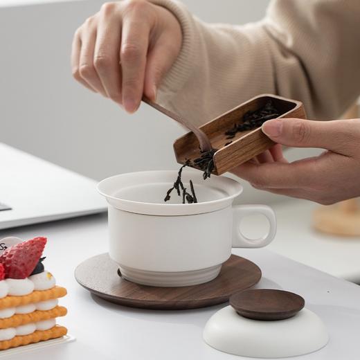 无侘居丨悠然茶咖杯 茶水分离 陶瓷 150ml 禅风黑/白  商品图2