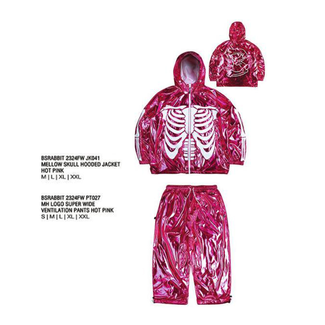 BSRABBIT 23-24 【JK041  PT027】 MELLOW SKULL HOODED JACKET  SUPER WIDE VENTILATION PANTS  HOT PINK