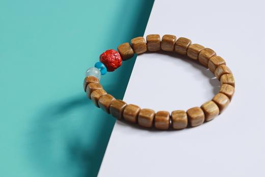 LT0002°绿檀四方来财珠|朱砂莲花鼓珠手链手串 商品图3