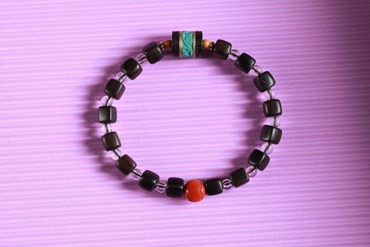 ZGT0105°紫光檀四方来财珠|白水晶手链手串 商品图0