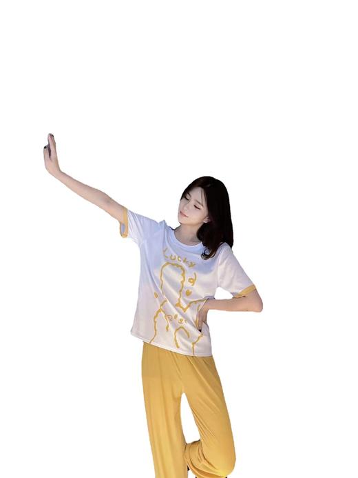 【2套家居服69.9捡漏装！】春夏新款懒人小萌兔休闲家居服卡通套装 网红透气冰丝凉凉两件套装 袖口拼接撞色设计 脚口束口设计方便舒适 松紧腰头随意调节 适应各种身材 可爱又舒适！ 商品图4