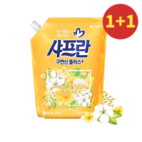  【1+1】LG샤프란 코튼앤크림 유연제리필2.1L