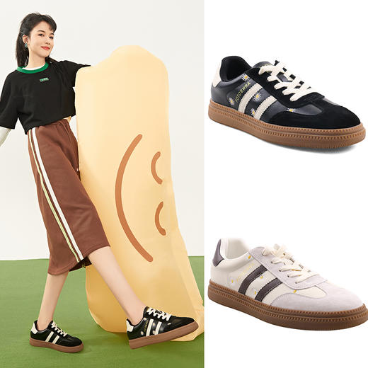 【年后发货】Safiya/索菲娅2023秋季经典小雏菊复古拼色低帮休闲德训鞋SF33112080 商品图0