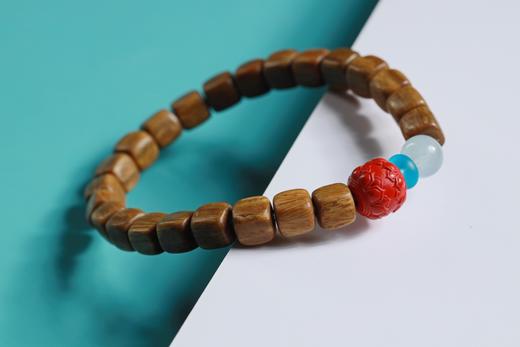 LT0002°绿檀四方来财珠|朱砂莲花鼓珠手链手串 商品图2