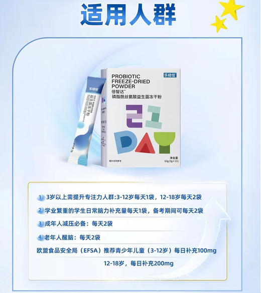 ²【小象磷脂酰丝氨酸益生菌冻干粉】 PS+DHA+专利菌株 3g*21条/盒 甜橙味口溶粉 HM02-CRMM-YS【小象店庆专场】 商品图3