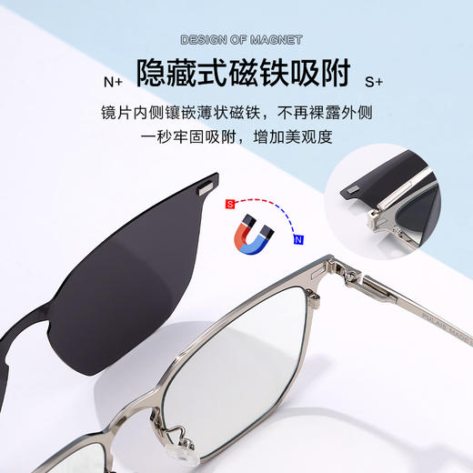 普莱斯光学镜架CG8201 便携磁吸套镜 一镜两用 偏光镜片 合金+TR 双色可选 商品图3