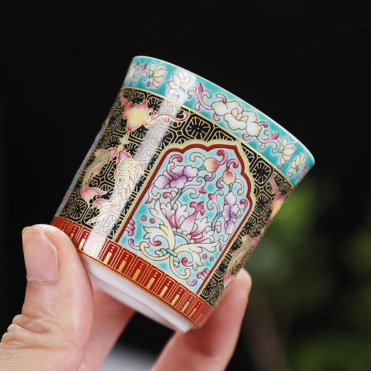 「一套四只装！珐琅彩」珐琅彩主人杯 陶瓷茶杯宫廷风品茗杯单杯茶杯喝茶杯个人杯家用茶具餐饮用具 商品图1