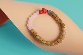 LT0017°绿檀四方来财珠|紫水晶手链手串