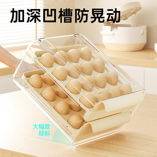 「双层设计！五色可选」鸡蛋盒抽屉式保鲜收纳整理盒塑料冰箱用放鸡蛋盒子防摔厨房蛋盒架托 商品图1