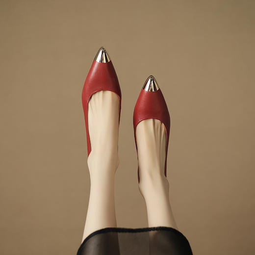 时尚气质，粗跟铁头单鞋LD-6377 商品图3