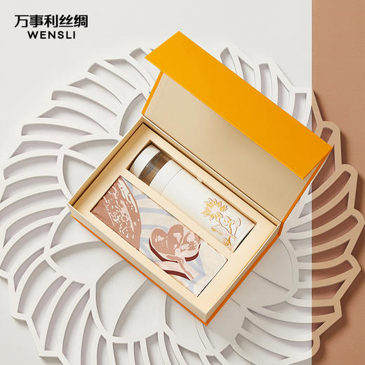 万事利“好运连连”中方巾保温杯礼盒 商品图2