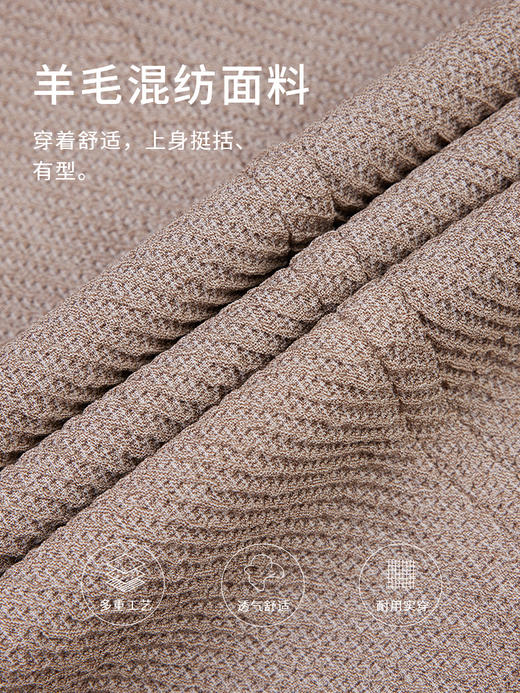 callisto卡其绵弹力羊毛中长款宽松风衣 ASFES032C KA 商品图4