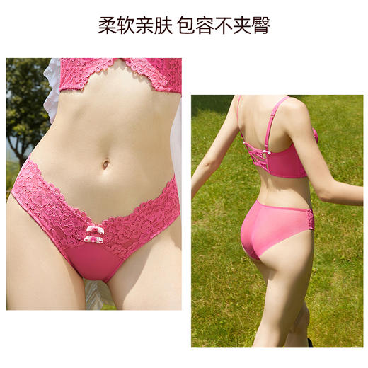 3条98元好奇蜜斯夏薄法式纯棉抗菌裆舒适性感透视蕾丝三角内裤女奥萝拉 商品图4