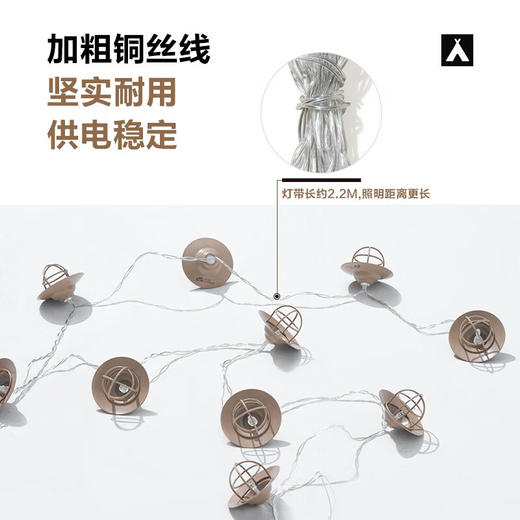 牧高笛（MOBIGARDEN）串灯 户外精致露营帐篷氛围装饰灯LED满天星串灯（不含电池）NX22673010 商品图2