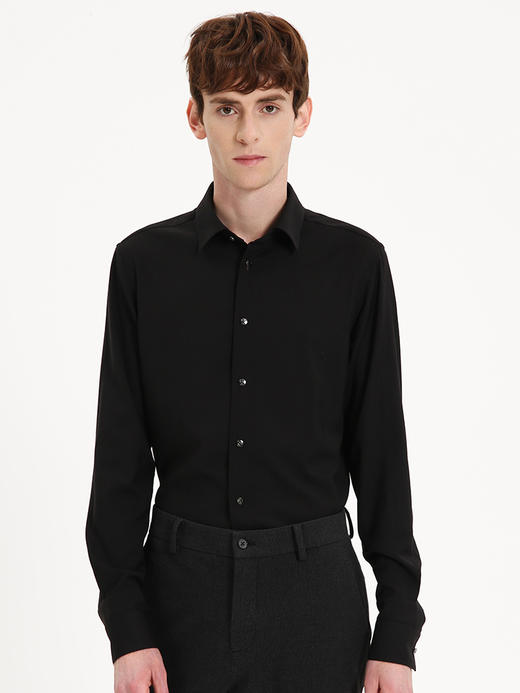 callisto黑色弹力混纺长袖衬衫 FSSTL158Y 商品图0